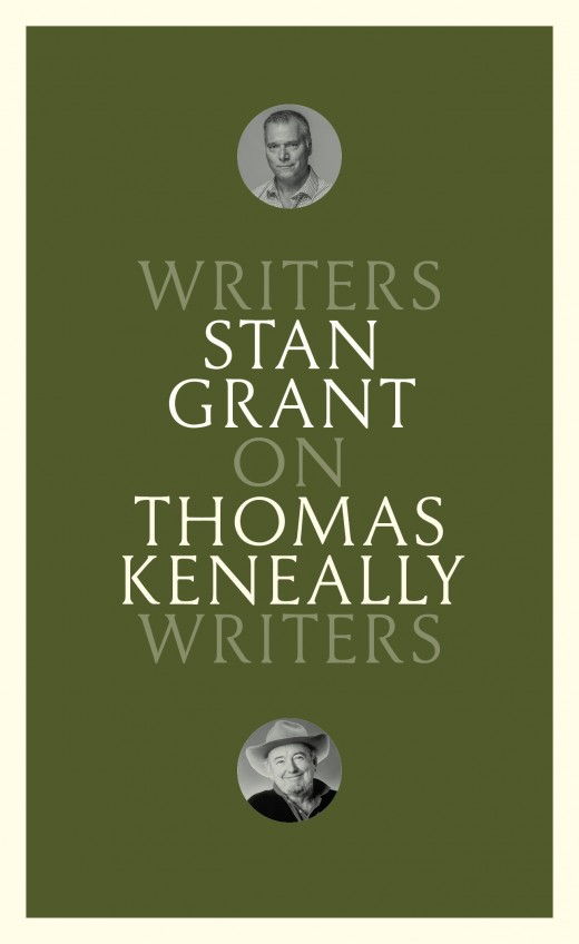 green cover with cream border, with black and white photographs of Stan Grant and Thomas Keneally above and below text