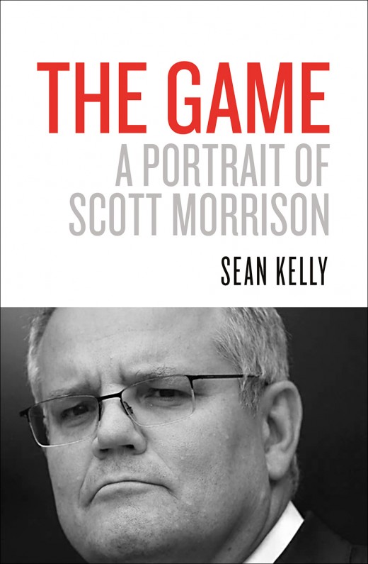 White cover with black and white photograph of Scott Morrison on the bottom half. The top half has the title "The Game" in red block letters. The book is called 'The Game: A portrait of Scott Morrison"